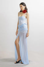 Mystic Sky Blue Sheer Floor Length Dress