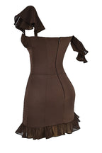 Midnight Elegance Espresso Ruffle Corset Mini Dress