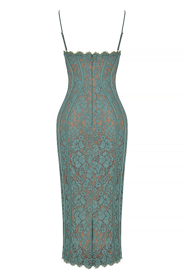 Raspberry Romance Forest Lace Midi Dress