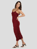 Jukkita Wine Waist Cutout Dress