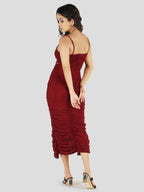 Jukkita Wine Waist Cutout Dress