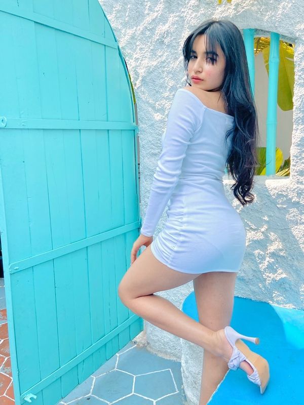 Full Sleeves Cotton Ribbed White Dress