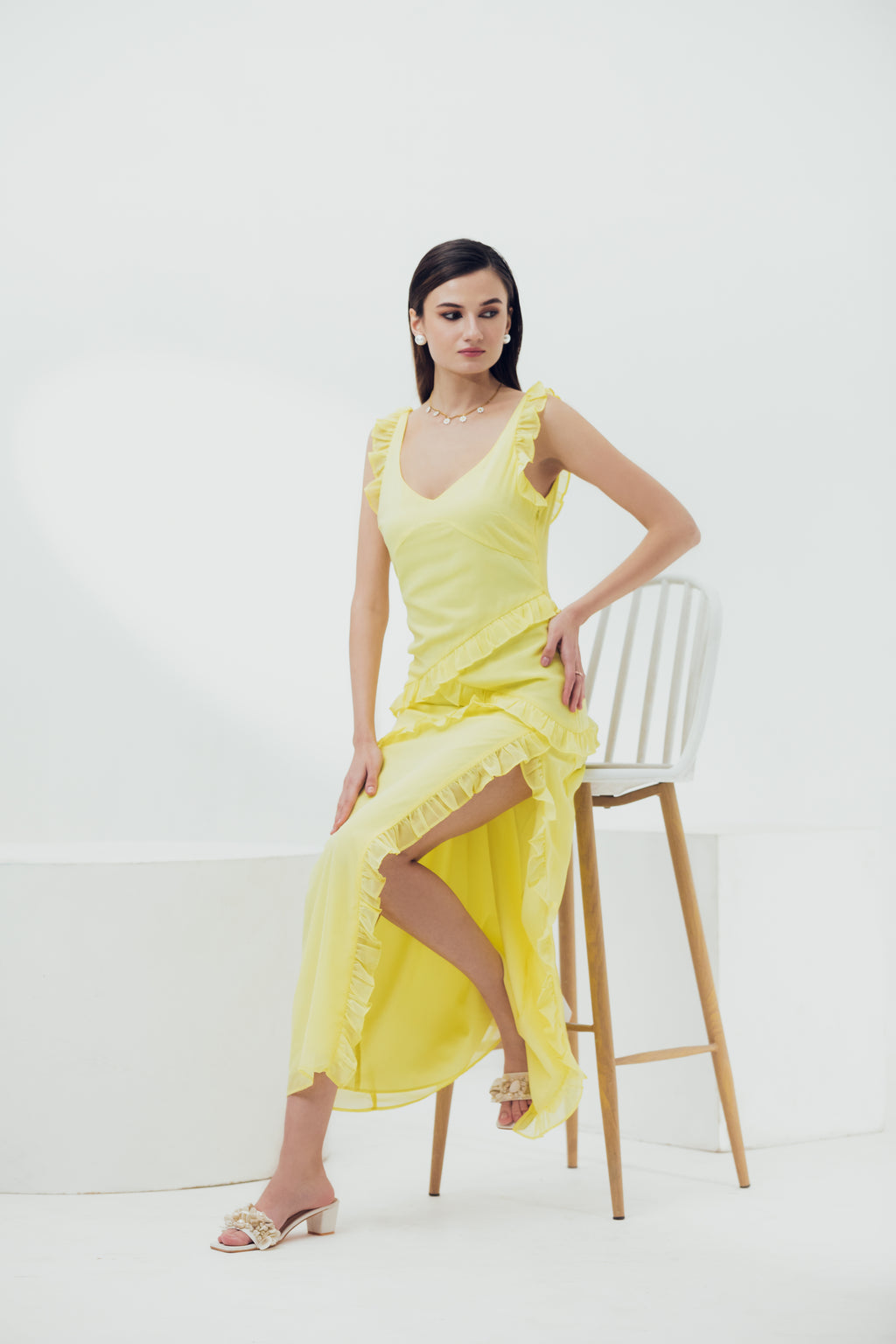 Ponchy Lemon Yellow Dress