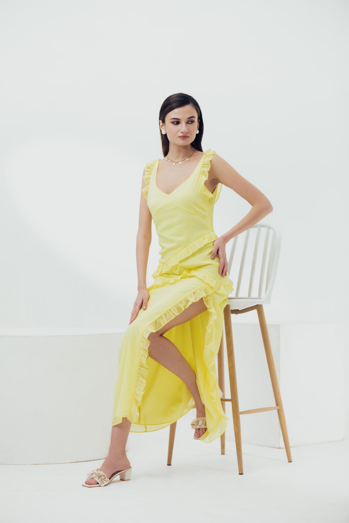 Ponchy Lemon Yellow Dress