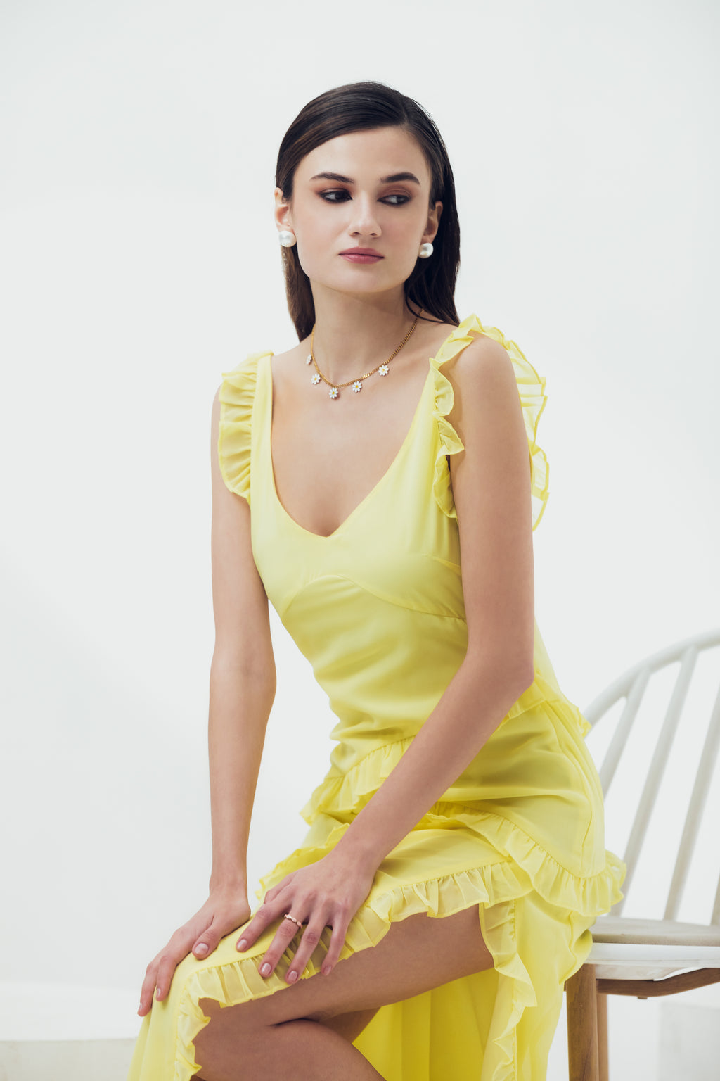 Ponchy Lemon Yellow Dress