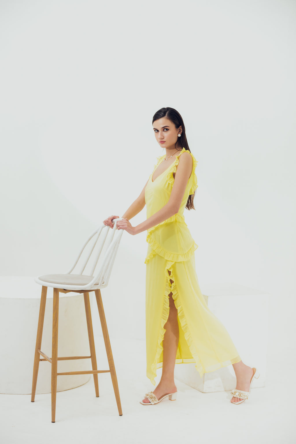Ponchy Lemon Yellow Dress