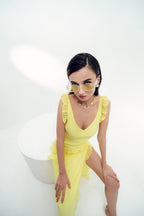 Ponchy Lemon Yellow Dress