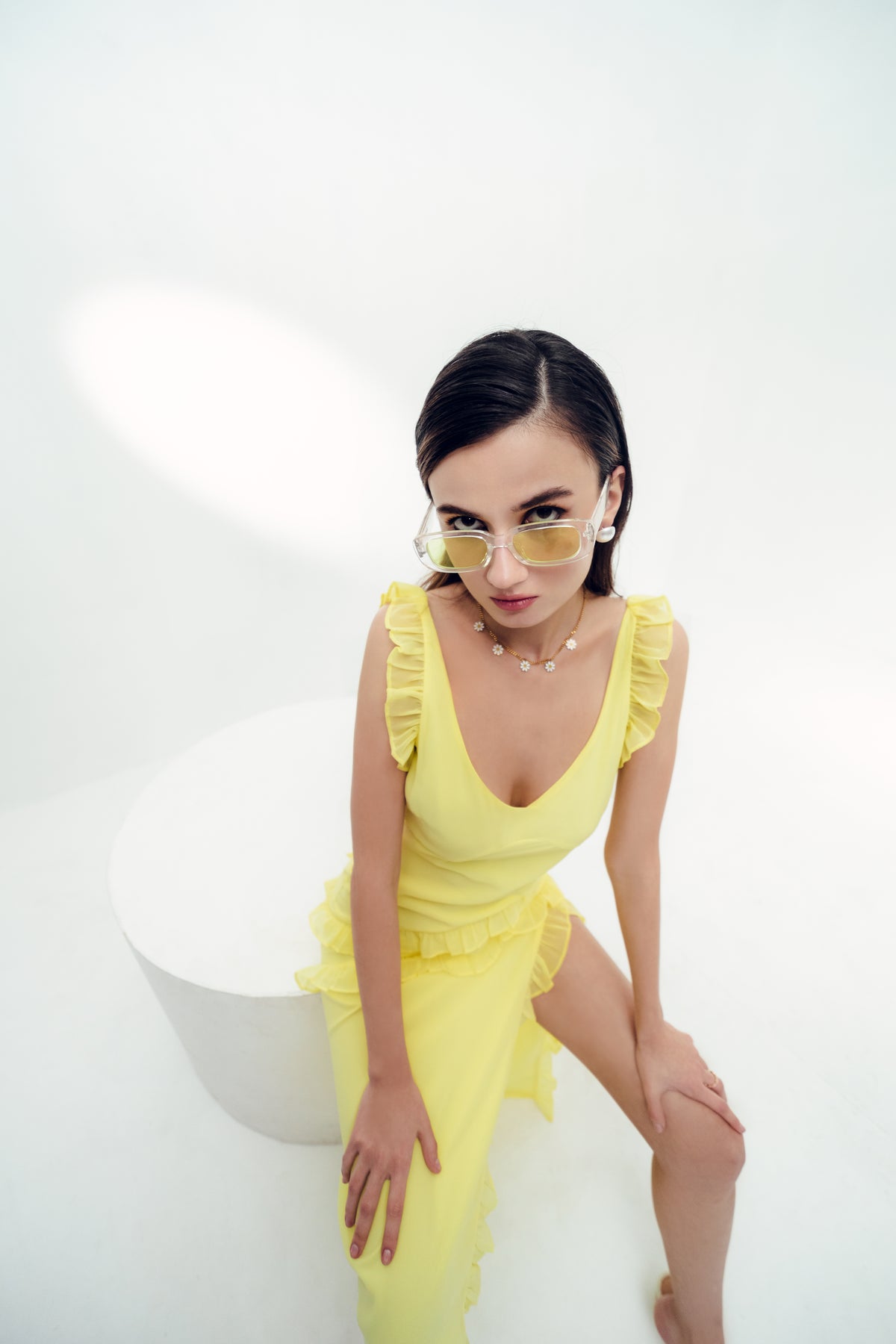 Ponchy Lemon Yellow Dress