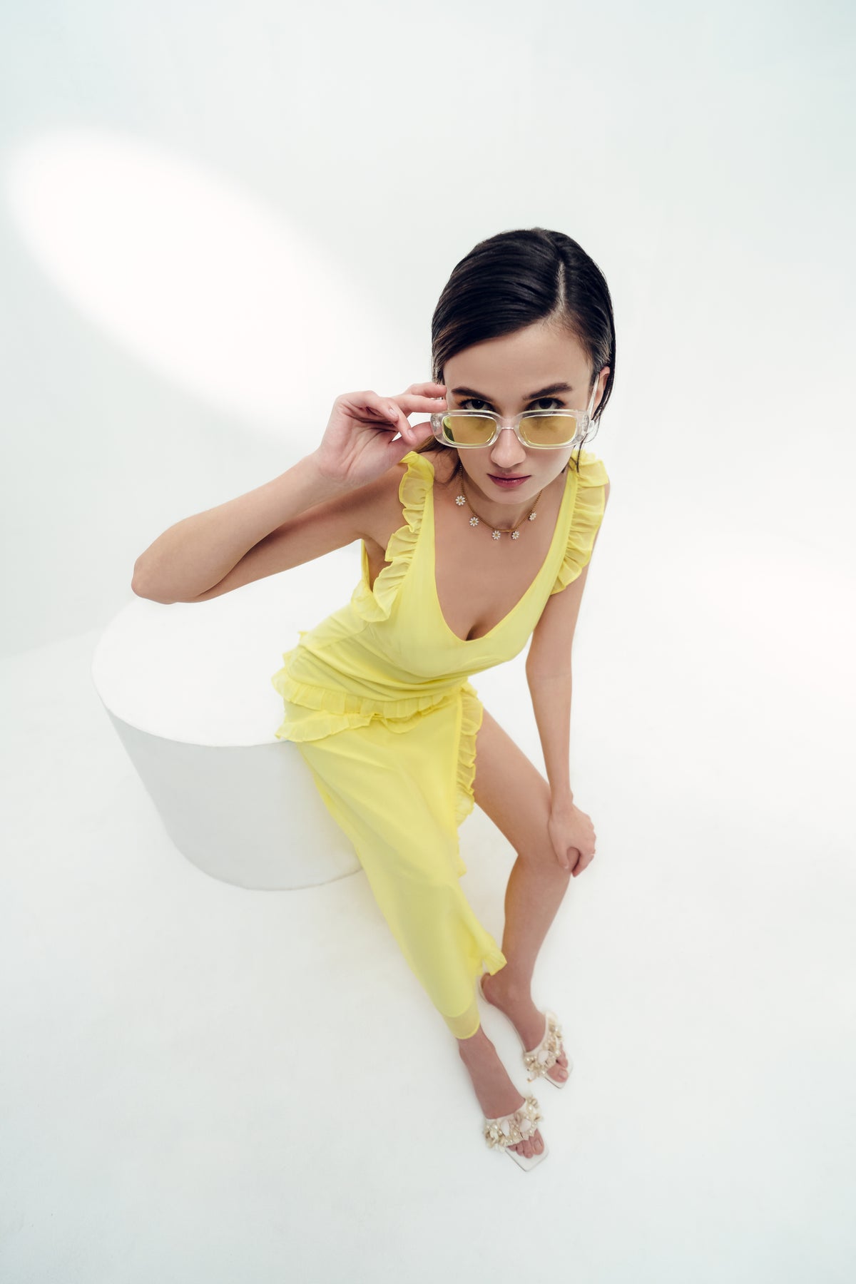 Ponchy Lemon Yellow Dress