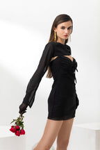 Bashy Black Mini Dress with Removable Top