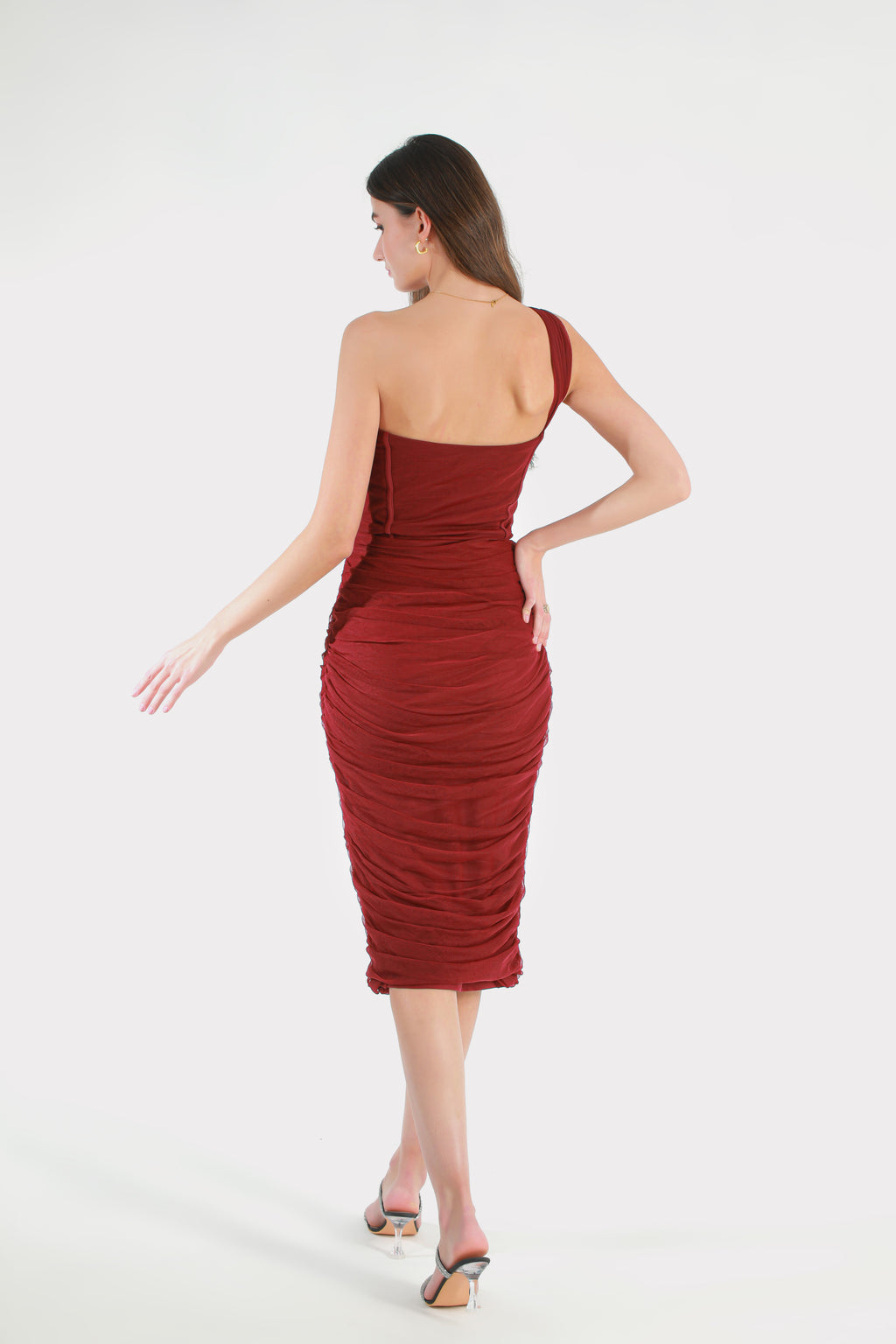 Exquisitia Merlot Wine One Shoulder Dress