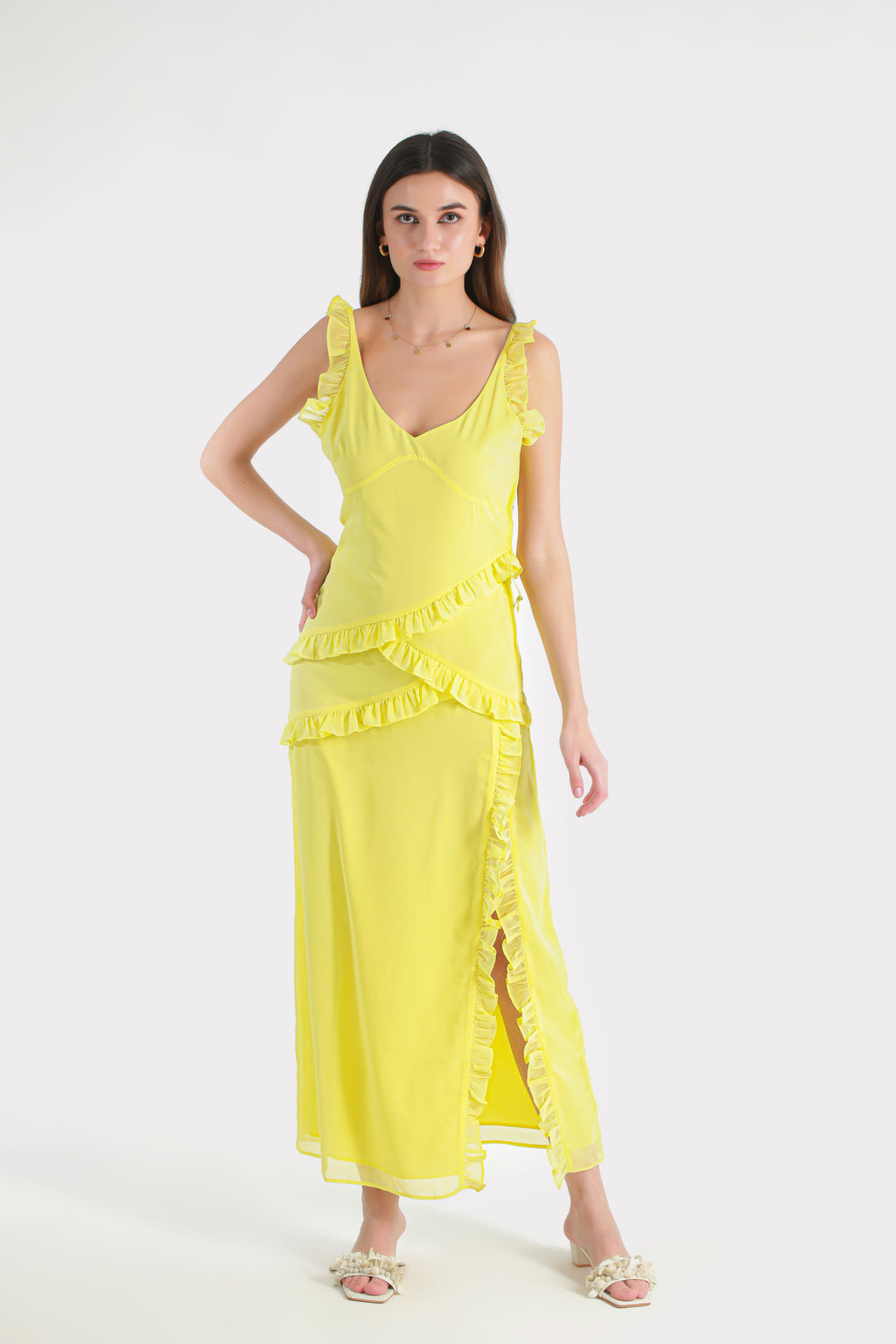 Ponchy Lemon Yellow Dress