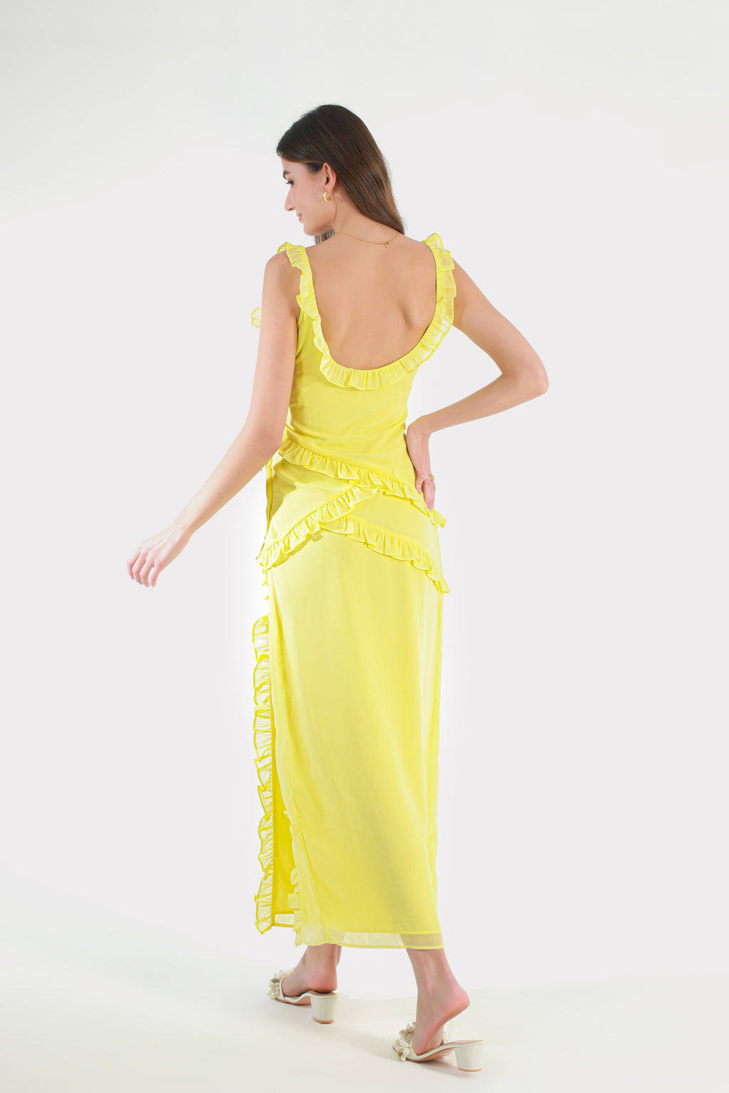 Ponchy Lemon Yellow Dress