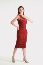 Exquisitia Merlot Wine One Shoulder Dress