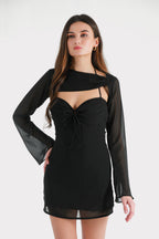 Bashy Black Mini Dress with Removable Top